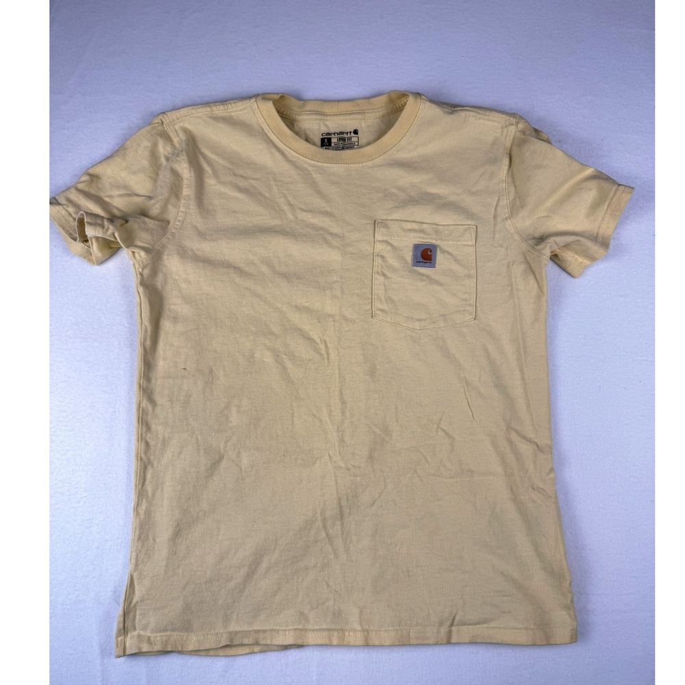 Carhartt Womens Loose Fit Short Sleeve Pocket T-Shirt Yellow Size Small S 4-6